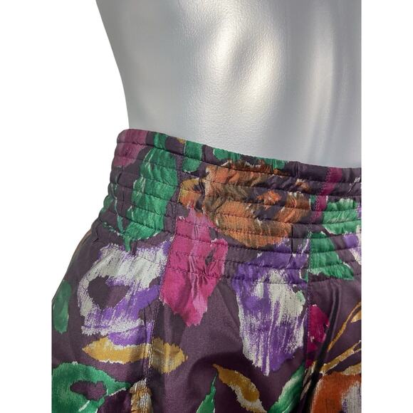 Vintage Skirt Women's 8 Silk 90s A-line Multicolor Floral Purple Romantic Y2K - Picture 6 of 9